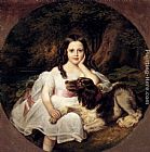 A Young Girl Resting In A Landscape With Her Dog by Friedrich August von Kaulbach